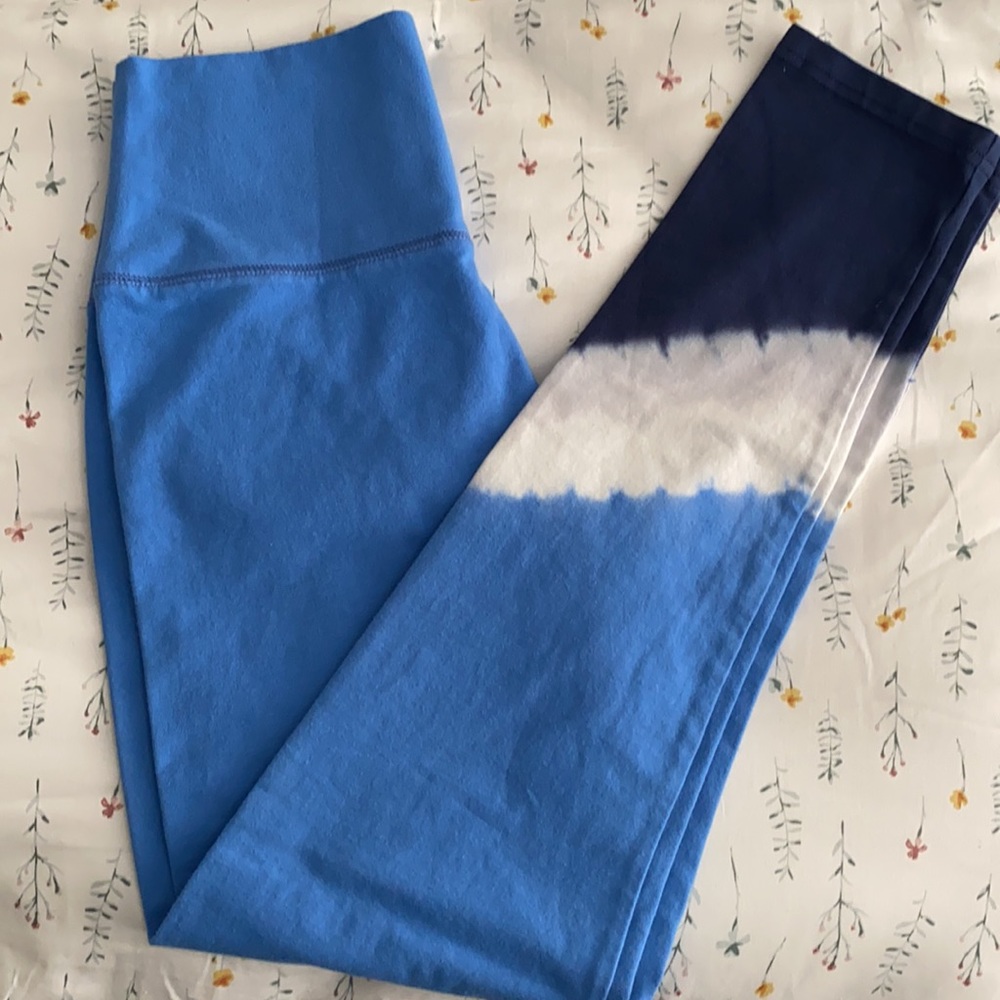 Aerie Blue Leggings with tie-dyed Bottoms